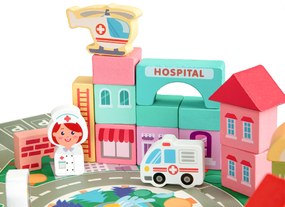 WELLHOX Drevené vzdelávacie bloky city mat 121 ks