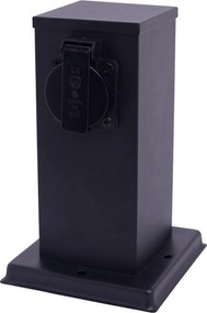 Elektrický záhradný stĺpik Electric, nerezová oceľ, 2 zásuvky, čierna, (20 cm)