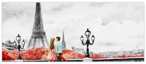 Obraz - Milenci v Paríži (120x50 cm)