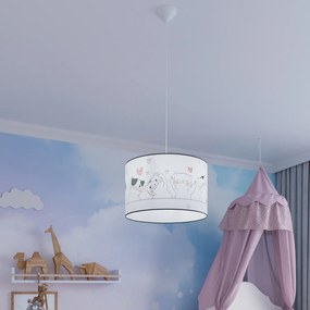 Detské závesné svietidlo Cat, 1x plastové tienidlo so vzorom, (fi 40cm)