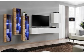 Obývacia stena Switch Sklo +LED XIII Wotan/Biely
