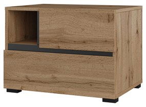 Nočný stolík Crossroad S22 (dub wotan + čierna). Akcia -10%. Vlastná spoľahlivá doprava až k Vám domov. 1118254
