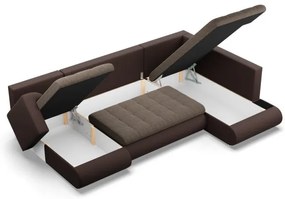 Sedacia súprava FORESTA v tvare U, pravá hnedá / cappuccino