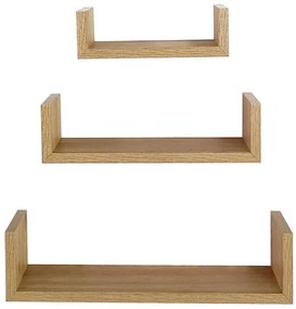 Závesné police 3 ks PD11039 prírodné drevo