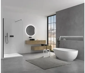 Cerano Onyx, sprchová zástena Walk-in 80x200 cm,8 mm číre sklo, čierny profil, CER-CER-DY101B-80-200