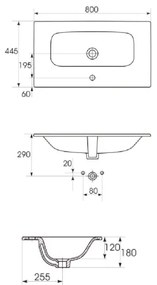 Cersanit S801-539 - Závesná kúpeľňová skrinka s umývadlom NIKO 80x45 cm orech