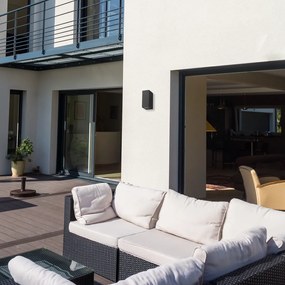 Exteriérové nástenné svietidlo Boka, 1x čierne hliníkové tienidlo, (15 cm)