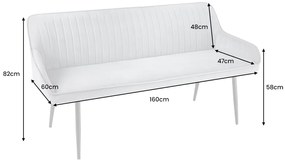 Lavica Turin 160cm strieborno sivý zamat
