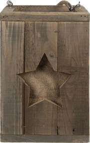 Drevený retro lampáš so hviezdou Start - 19*19*28 cm