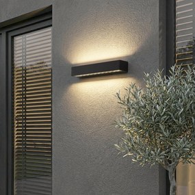 Priemyselné vonkajšie nástenné svietidlo čierne 38 cm vrátane LED IP65 - Hannah