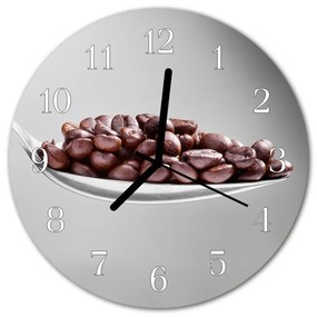 Nástenné sklenené hodiny Kávová lyžička fi 30 cm