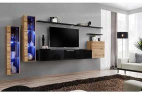 Obývacia stena Switch Sklo +LED XI Wotan/čierna