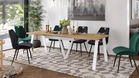 AVERY Dub Artisan / biela spodná časť - LOFTOVÝ / PRIEMYSELNÝ STÔL DO OBÝVAČKY/ JEDÁLNE ROZKLADACÍ DO 330 cm!