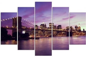 Obraz na plátně pětidílný Newyorský most - 200x100 cm