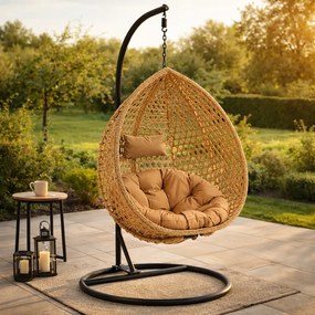 Skládací závěsné houpací křeslo Houseland Lisso XL světle hnědé