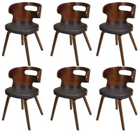 Jedálenské stoličky 6 ks, hnedé, umelá koža