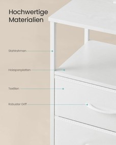 SONGMICS nočný stolík s nabíjacou stanicou, nastaviteľným LED osvetlením, snehobiely