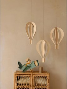 Súprava 3D teplovzdušných balónov – drevená stropná dekorácia pre deti (3 ks)