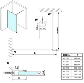 Gelco, VARIO WHITE jednodielna sprchová zástena na inštaláciu k stene, sklo nordic, 1100 mm, GX1511-07