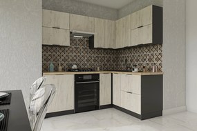 Moderná rohová kuchyňa 220 x 160 CRAFT, biely craft/grafit
