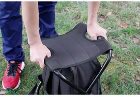 Verk 01673 Kempingová skladacia stolička s batohom, termou taškou 3 v 1 čierna