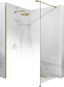 Rea Aero Ombre, sprchová zástena Walk-In 110x195 cm, 8mm číre sklo s bielym vzorom, zlatý matný profil, REA-K2465
