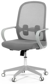 Autronic - Židle kancelářská, bílý plast, šedý MESH a šedá látka, plastový kříž, houpací mechanismus. - KA-S425 GREY
