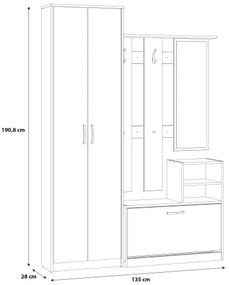 Predsieňová stena so zrkadlom KAVI dub artisan
