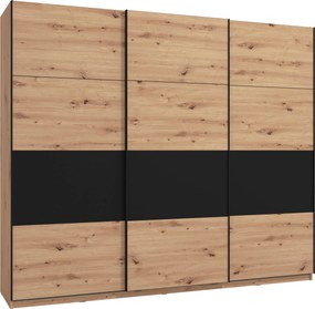 XXXLutz ŠAT. SKRIŇA S POSUV. DVERAMI, čierna, dub artisan, 262,5/224/65,5 cm Xora - Skrine - 000834005907