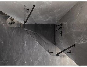 Mexen Lunar, výklopný päťuholníkový sprchový kút pravý 100 x 100 cm, 8mm číre sklo, čierny profil, 831-100P-100L-70-00-P