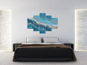 Obraz - Bledomodrý mramor so zlatom I. (150x105 cm)
