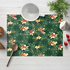 Biante Bavlnené prestieranie na stôl Sandra SA-713 Vianočné cezmíny na zelenom 35x45 cm