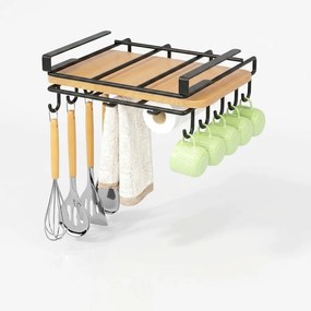 eCarla Držiak / závesný organizér pod policu, 10 háčikov, čierny
