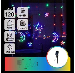 Aigostar - LED RGBY solárna vianočná reťaz 120xLED/8 režimov 3x0,6m 500 mAh IP65