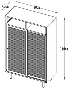 Dizajnová skrinka Taiyanna 140 cm čierna