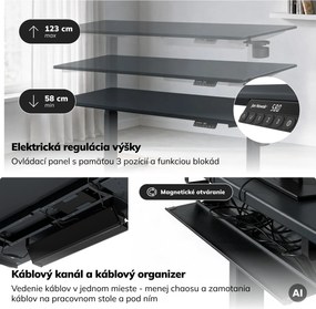 Elektrický stôl s reguláciou výšky ergonomický antracitový,1600x800 mm: ARIA