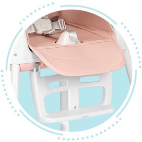 ECOTOYS 3v1 skladacia detská stolička na kŕmenie, ružová