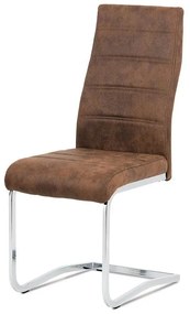 Autronic -  Jedálenská stolička DCH-451 BR3, látka &quot;COWBOY&quot; hnedá, chrom