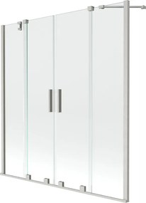 Mexen Velar Duo, posuvná 2-krídlová vaňová zástena 160x150 cm, 8mm číre sklo, brúsený nikel, 896-160-000-02-97