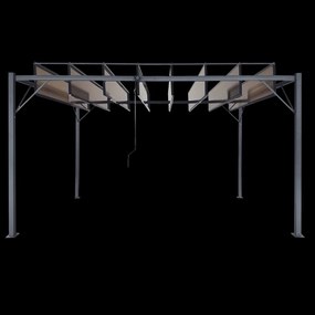 Garden Line ZÁHRADNÁ PERGOLA S POHYBLIVÝMI POLYKARBONÁTOVÝMI LAMELAMI 3 x 4 M HNEDÁ *4023