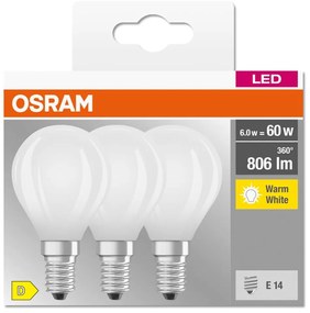 3PAK LED žiarovka E14 P45 5,5W = 60W 806lm 2700K Warm 300° Filament OSRAM BASE