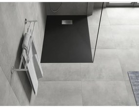 Mexen Hugo, obdĺžniková sprchová vanička SMC 120 x 80 cm, čierna, oceľová krytka, 42708012-X