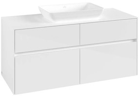 VILLEROY &amp; BOCH Collaro závesná skrinka pod umývadlo na dosku (umývadlo v strede), 4 zásuvky, 1200 x 500 x 548 mm, Glossy White, C11200DH