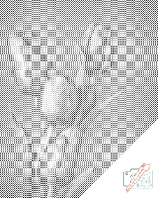 Gario Bodkovanie Fialové tulipány Rozmery: 80 x 100 cm, Rámovanie: Iba zrolované plátno, Farba bodiek: Čierna