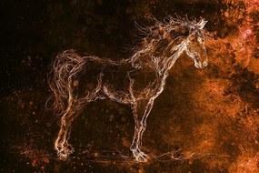 Zaujímavá samolepiaca tapeta kôň na abstraktnom pozadí