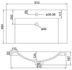 Mereo Mailo, kúpeľňová skrinka s umývadlom z liateho mramoru 81 cm, biela, chróm madlo, MER-CN516M