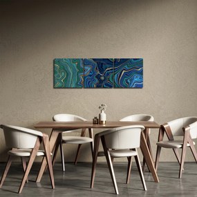 Obraz - Zeleno-modrý mramor (s hodinami) (90x30 cm)