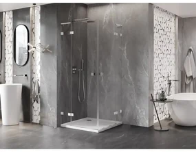 Mexen Lunar, L Duo výklopný sprchový kút 95 x 95 cm, 8mm číre sklo, chrómový profil, 834L-095L-095P-01-00