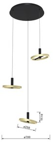 Wofi 5016-304 - LED Stmievateľný luster na lanku BREST LED/26W/230V čierna/zlatá