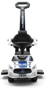 Detské odrážadlo so zvukom a vodiacou tyčou Baby Mix POLICE biele
